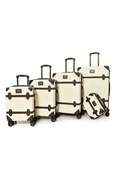MORANO Classic 5-piece travel bag set in beige with brown stripes