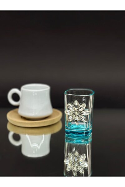 KirLiNova Crystal Stone Detailed Glass Coffee Side Cup/Coffee Side (Set of 2)...