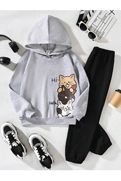 Nice Clothes Set trening pentru copii cu glugă UNISEX VERTICAL 3 KE pisică K ...