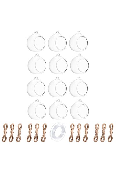 Mado Gallery مجموعة من 12 حامل شموع كروية زجاجية معلقة مع خيوط من الجوت وسلك ...