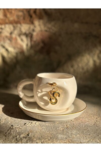 tuanART Sallanan Harf Seçenekli El Yapımı Kahve Seramik Bardak Kupa Mug