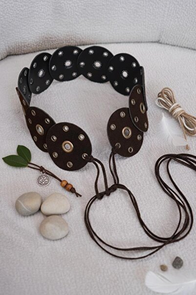 Mynoa Brown/Suede Women's Belt, Jacket Belt, Encapsulated Belt, Studded Belt.