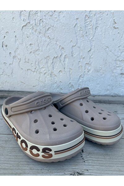 Huzurlu Adımlar Brown Double Color Slippers with Writing on the Side