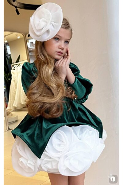 Mc Minicool Kadife Güllü Bebek ve ÇOcuk elbise+Toka