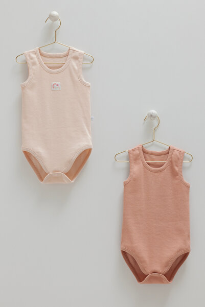 Caramell 2-Piece Basic Ribbed Knit Baby Girl Bodysuit Set
