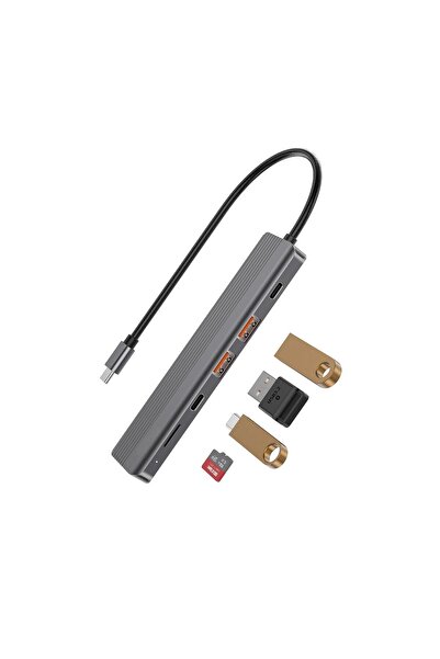 Tradeo 6-in-1 Slim USB-C Hub with 4K@60Hz HDMI, 10Gbps Data, SD Card & 100W PD
