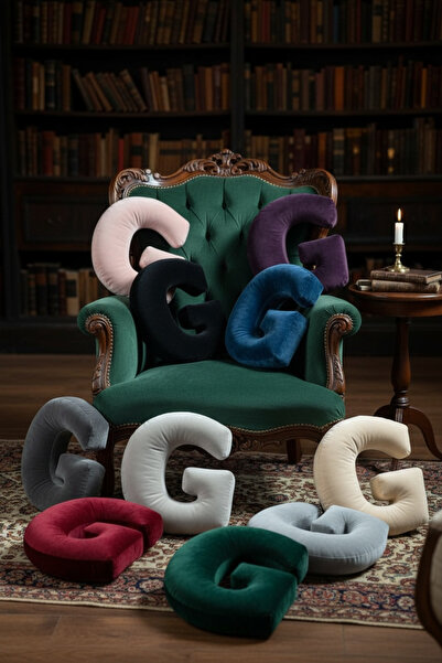 JACA Velvet Fabric g Letter Pillow Large Size Throw Pillow (40cm)