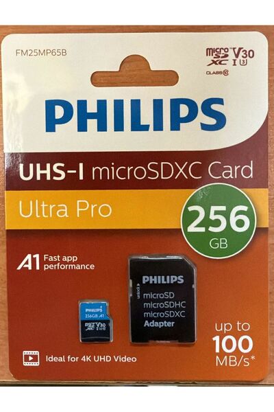 Philips 256Gb FM25MP65B Class10 U3 4K V30 MicroSd Drone Hafıza Kartı