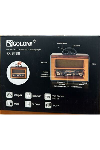 GOLON RX-BT88 BLUETOOTH USB NOSTALJİK ŞARJLI RADYO