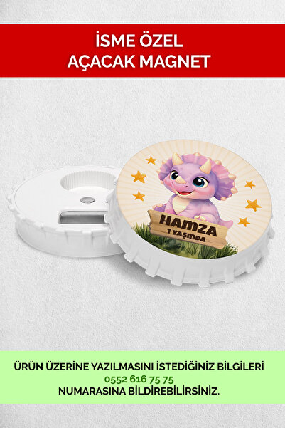 Mutluluk Atölyem مغناطيس فتاحة هدايا أعياد الميلاد بتصميم ديناصور ترايسيراتوب...