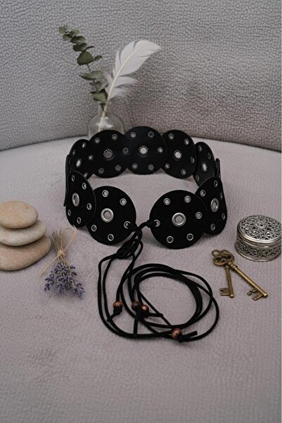 Mynoa Black/Suede Women's Belt, Jacket Belt, Encapsulated Belt, Studded Belt.