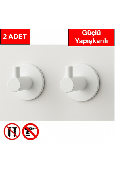 andela 2 adet Beyaz Renk Plastik Güçlü Yapışkanlı Kancalı Çok Amaçlı Askılık ...