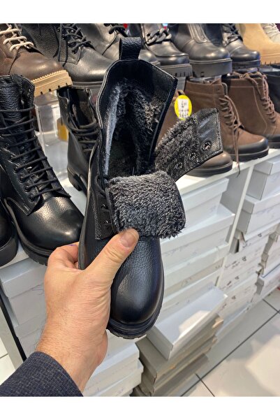 kismet kundura Genuine Leather Long Boots with Zip Fastening