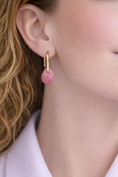 JİMNY JEWELRY أورا – أقراط من الفولاذ والحجر الطبيعي