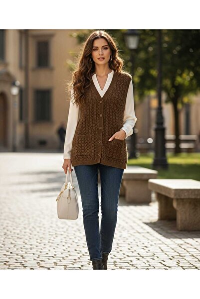 mamizya Women's Knitted Buttoned Casual Stylish Vest