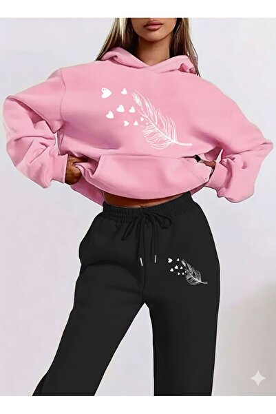 PENTHİLUS Unisex Oversized Tracksuit Set - Double Oversized Sets- 3 Yarn Flee...