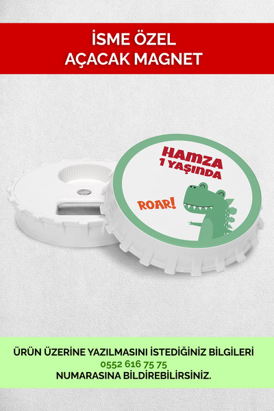 Mutluluk Atölyem مغناطيس فتاحة هدايا أعياد الميلاد بتصميم الديناصورات مع شخصي...