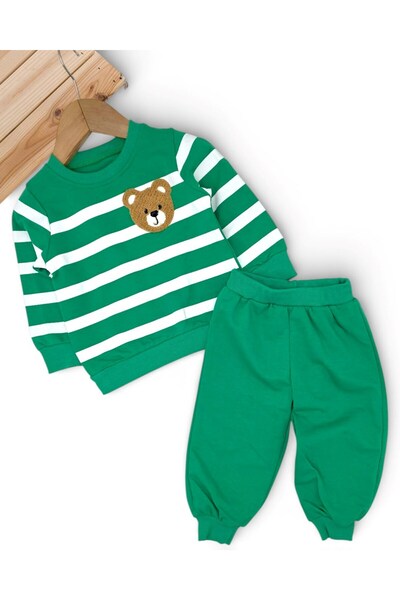 Egelite Baby Boy Striped Teddy Bear Embroidered Thin m Transitional 1-2-3 Yea...