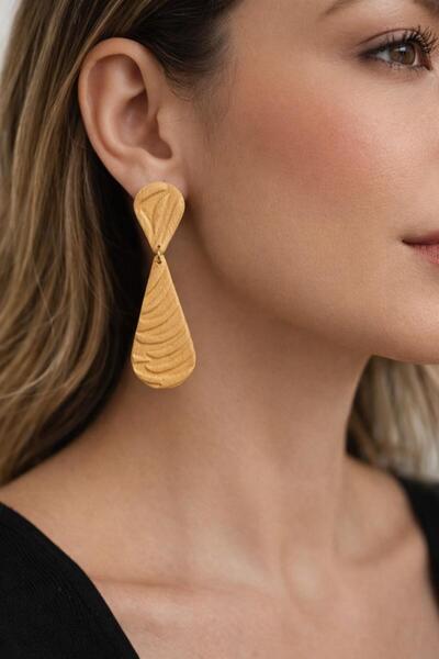 EPAksesuar EL YAPIMI DOKULU IŞILTILI ÖZEL TASARIM DAMLA KÜPE