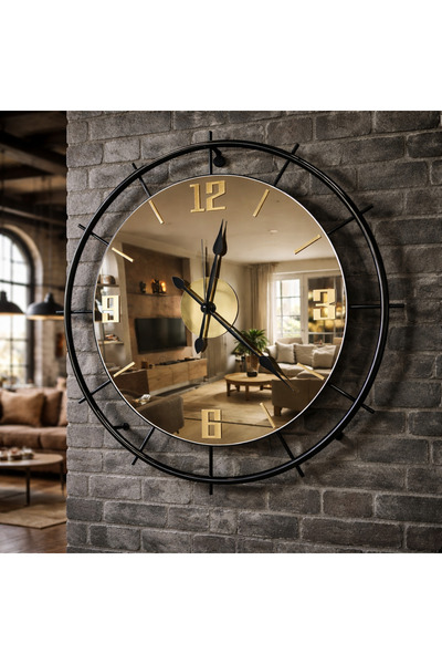 Mgs DUVAR SAATİ-LAWİ BLACK BRONZ TÜRK AYNALI DUVAR SAATİ