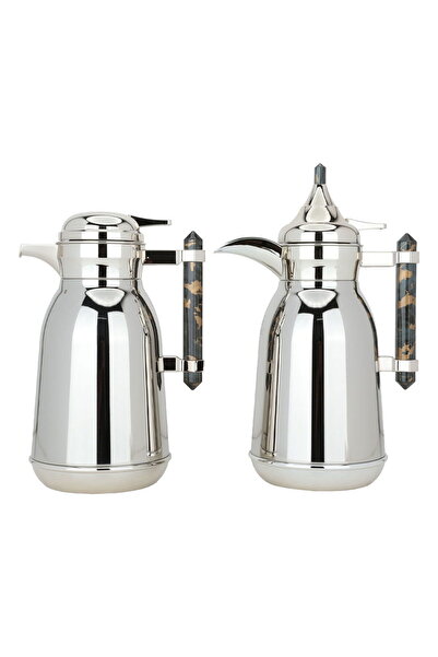 AZOZ MERCHLY stainless steel thermos set, 1/1 liter, 2 pieces - silver