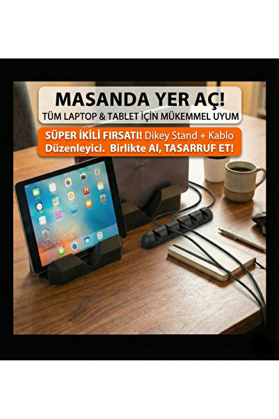 BSBijuterii Ayarlanabilir Dikey Laptop Standı Tablet Tutucu ve Masaüstü Kablo...