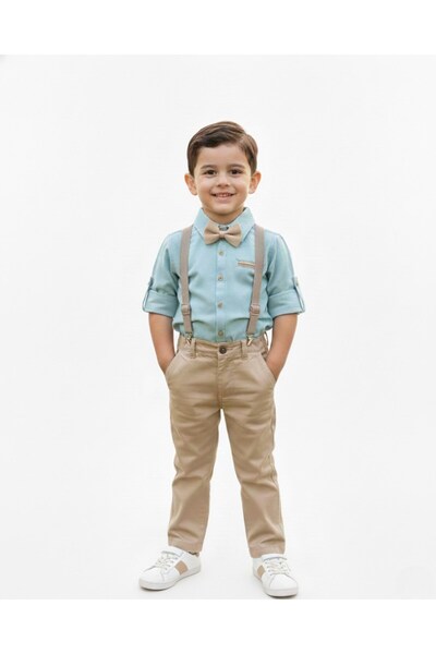 Ege Bebek Costum elegant de sărbătoare pentru băieți cu centură și cămașă, cu...