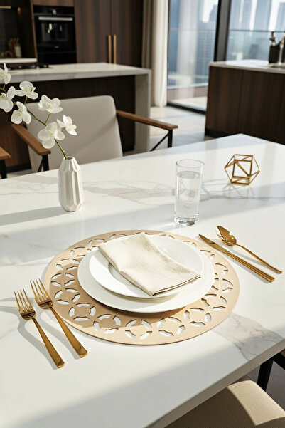 Morika Hotel & Home Textile طقم صواني تقديم أمريكية دائرية من الجلد الصناعي م...