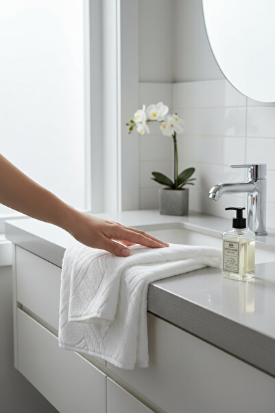 serelya منشفة يد عميقة مكونة من قطعتين - 50×90 سم، 250 جرام، 100% قطن