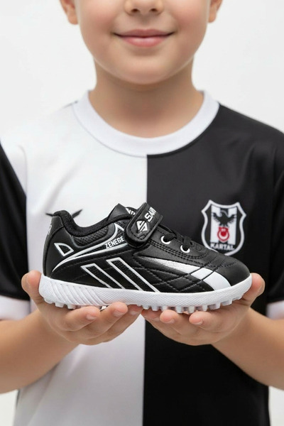 ZENEGE Black and White Football Boots Children's Football Boots Artificial Turf Shoes