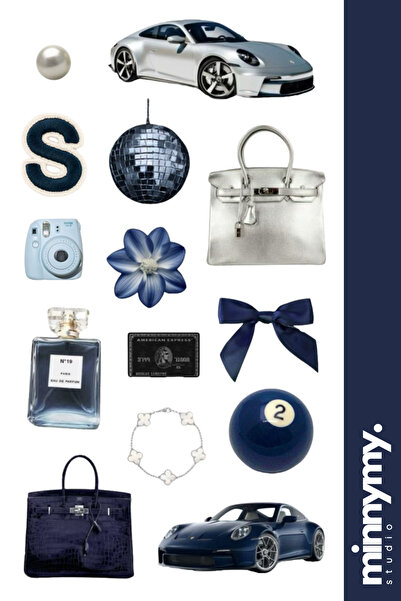 Minnymy Dark Blue Collection Sticker, Çıkartma, Ajanda, Günlük, Planlayıcı, B...