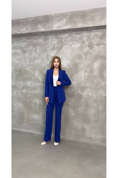 buqre's moda Women's Satin Collar Detailed Mostralı Blazer Suit