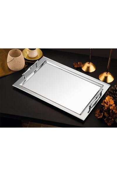 Çelik Tiamo Shereen Kulplu Çay Tepsisi 47,5 × 32,5 cm | Şık ve Sade Sunum Tep...