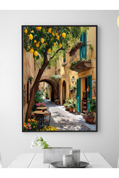 ARTCASTLE Tablou unic cu ramă din lemn, pictură pe lemn de lămâi