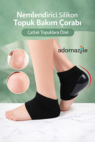 adornazzle Nemlendirici Silikon Topuk Bakım Çorabı, Çatlak Topuklara Özel, Ça...