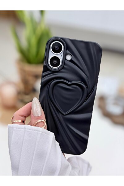 Go Aksesuar iPhone 17 Compatible 3D Matte Satin Heart Embossed Patterned Anti...