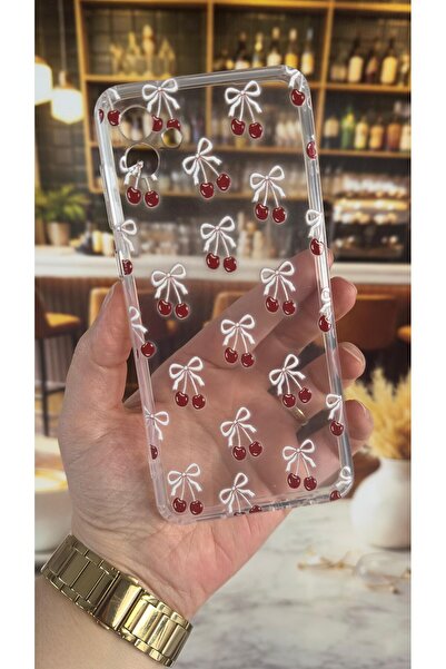 Vip Case غطاء شفاف متوافق مع سامسونج A04 بنمط الكرز، يمتص الصدمات ويحمي الكاميرا