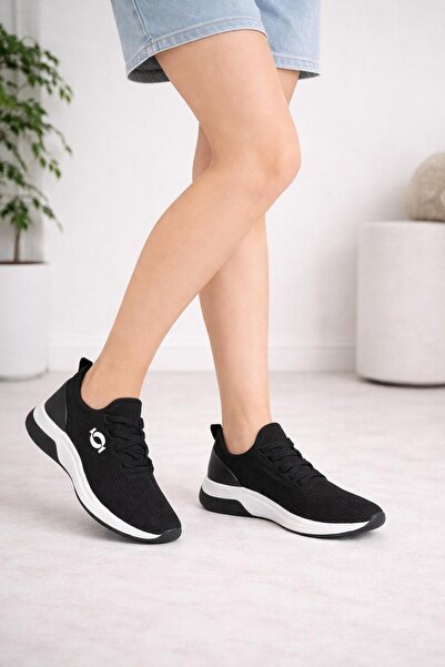 Tetaf Unisex Black Sports Sneaker – Lightweight Sole Breathable Mesh Fabric