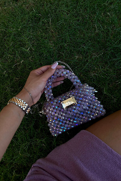 Siena Shoes حقيبة يد نسائية صغيرة بتصميم خاص مرصعة بالأحجار باللون الأرجواني