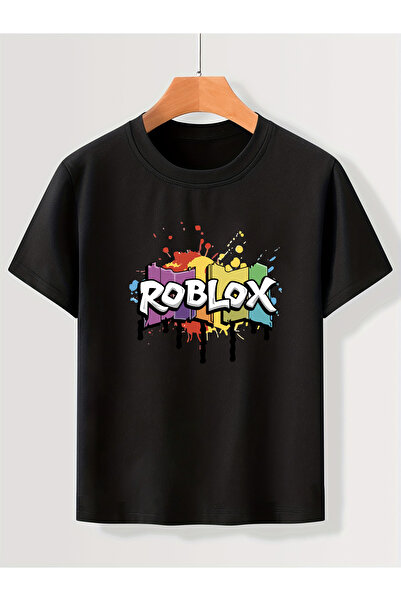 Let's Wear Tricou colorat Roblox Fan cu imprimeu bumbac 100% % u B guler rotu...