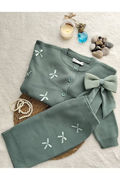 le petit sole Mint Yeşili Triko Hırka Etek Takım