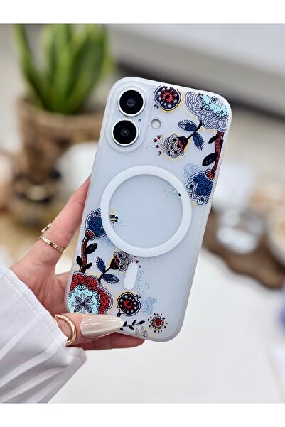 Go Aksesuar Iphone 16 Uyumlu Gerçek Magsafe Çiçek Özellikli Renkli Kılıf