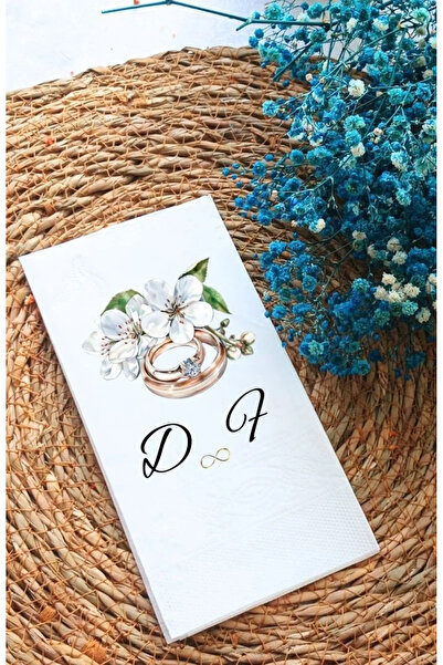 Nişan Peçetesi | Romantik Desenli Sunum Napkin | Özel Gün Masası