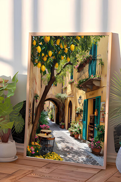 ARTCASTLE Tablou unic cu ramă din lemn, pictură pe lemn de lămâi