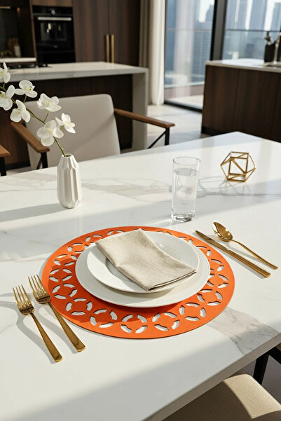 Morika Hotel & Home Textile طقم صواني تقديم أمريكية مستديرة من الجلد الصناعي ...