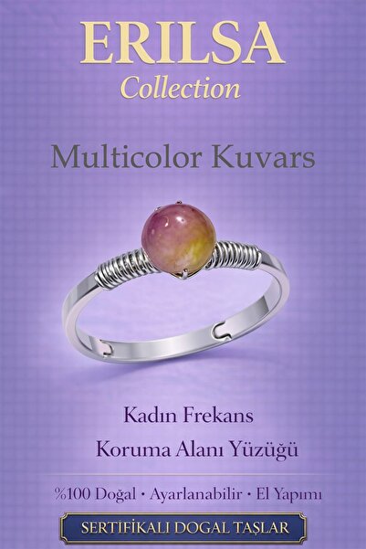 Erilsa Certified Women's Frequency Protection Energy Ring Multicolor Quartz A...