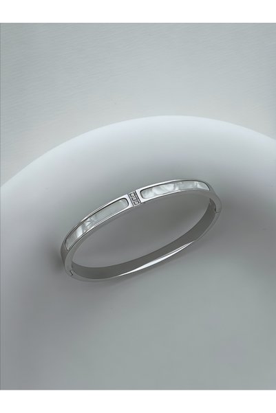 QA Quella Accessories Steel Zircon Silver Clamp Bracelet Inner Diameter: 6 cm Circumference: 19 cm - Silver