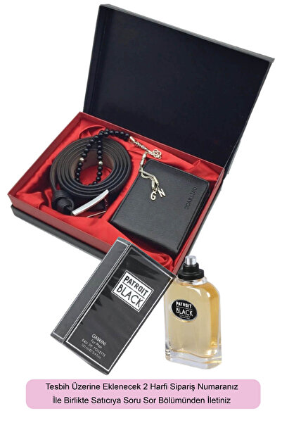 expreshediye Kişiye Özel Tesbihli Erkek Hediye Seti – Cüzdan, Kemer ve Parfüm