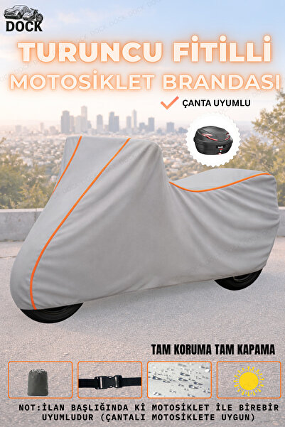 Dock TURUNCU FİTİLLİ Honda PCX 150 ÇANTA UYUMLU GRİ MOTOSİKLET BRANDASI