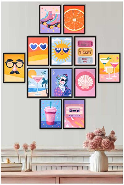 UNT Set de pictură MDF din 12 piese Pop Art colorat |   Decor de perete cu im...